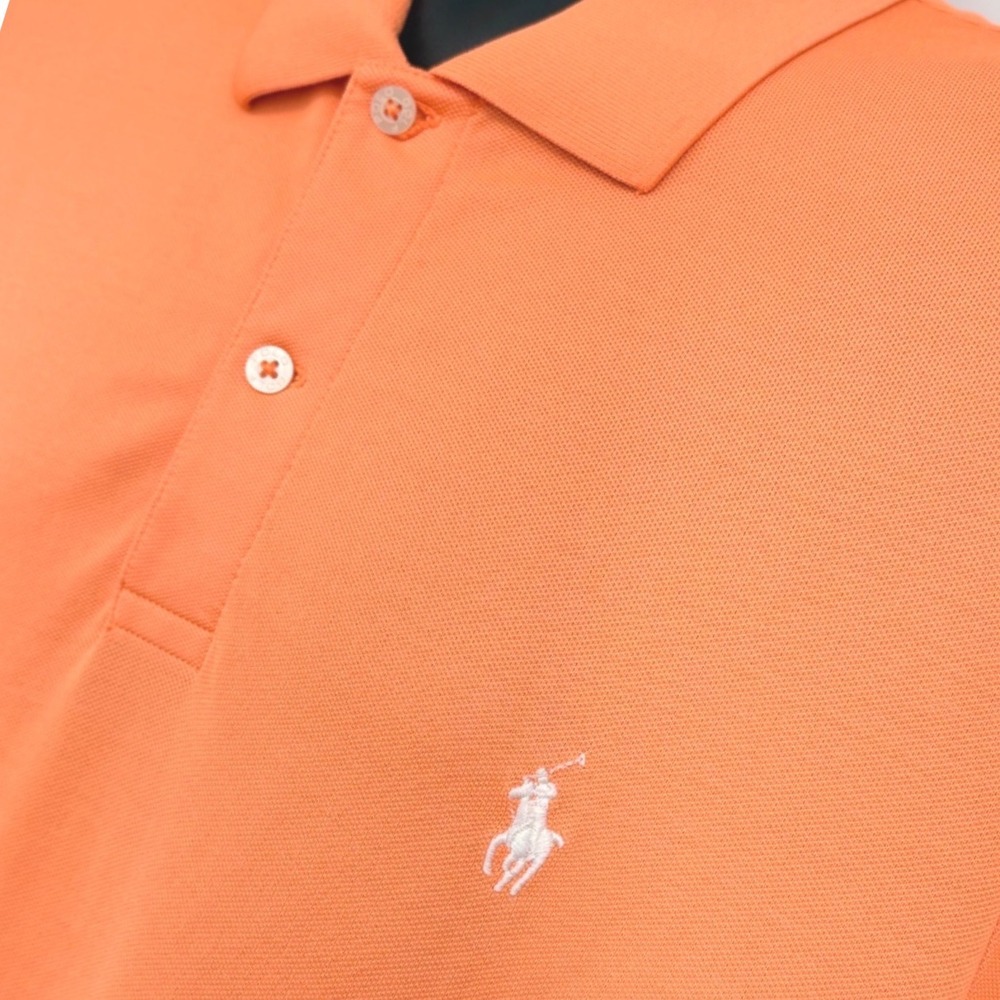 Polo Ralph Lauren Men's L Orange Polo Shirt Pro Fit Short Sleeve Pique Golf